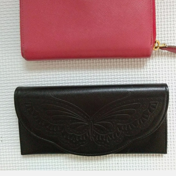 Hanae mori long black leather butterfly wallet - Picture 2 of 8